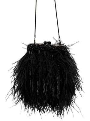 Moo Roo Feather & Beaded Evening Bag – Very Good Condition – Signed by Designer