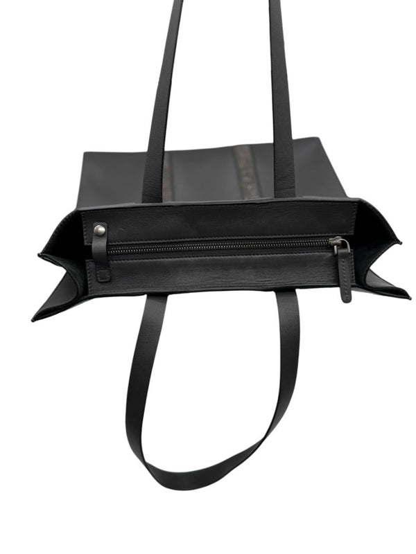 Brunello Cucinelli Graphite Gray Leather Tote with Monili Bead Trim