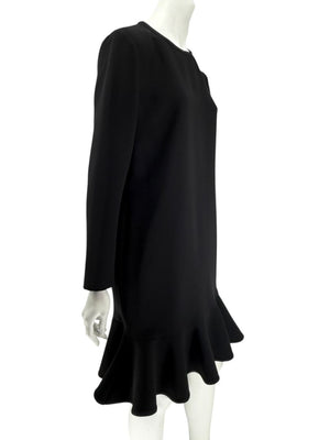 Victoria Victoria Beckham Black Flounce Hem Long Sleeve Dress – Size US 10