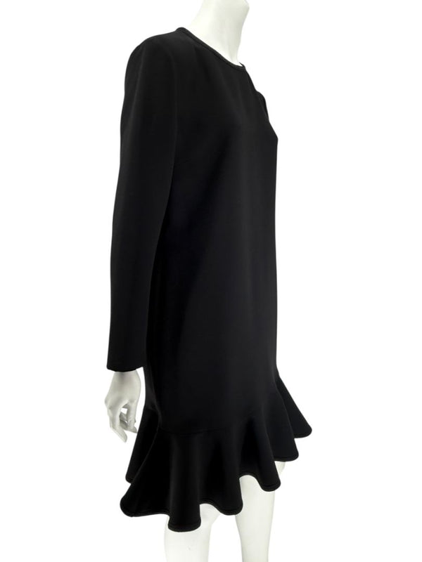 Victoria Victoria Beckham Black Flounce Hem Long Sleeve Dress – Size US 10