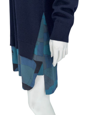 Louis Vuitton Navy Knit Tunic Dress with Printed Hem - Size L