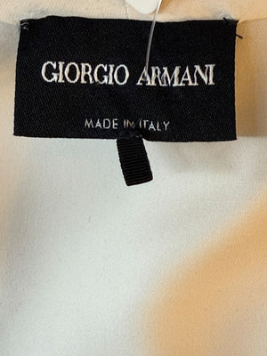 Giorgio Armani Ivory Silk Ruffle Front Sleeveless Blouse – Size 10