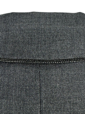 Brunello Cucinelli Charcoal Gray Virgin Wool Cropped Blazer with Monili Trim – Size IT 44