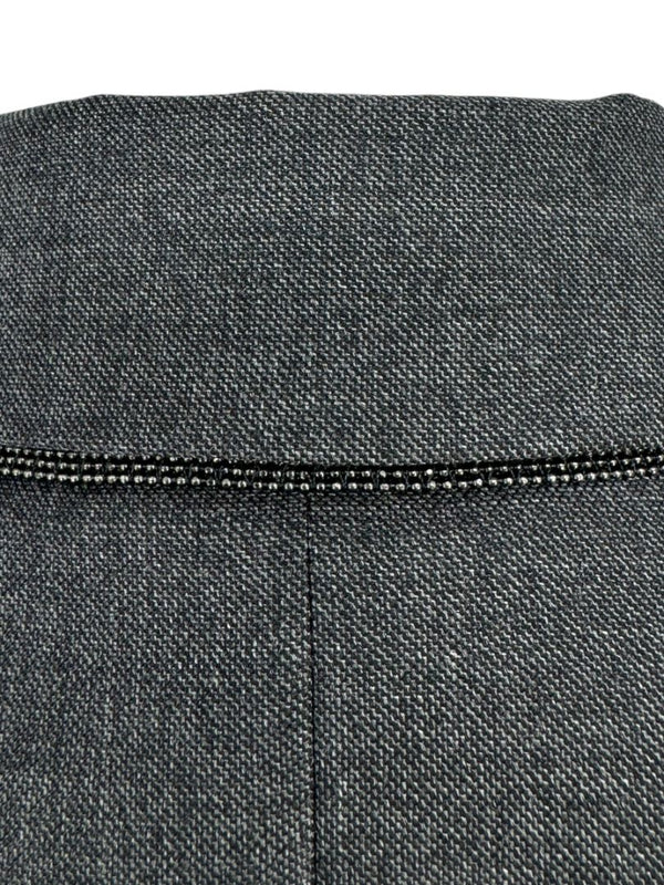 Brunello Cucinelli Charcoal Gray Virgin Wool Cropped Blazer with Monili Trim – Size IT 44