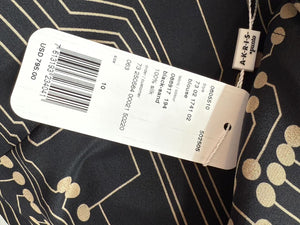 Akris Punto Black & Sand Silk Circuit Print Bow Blouse – Size 10