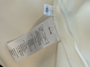 Agnona White Silk Viscose Lace Inset Shirt Blouse Black Beige Panel Italy Size 42