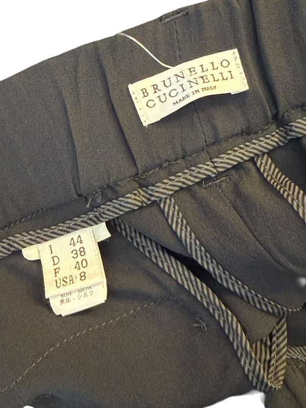 Brunello Cucinelli Charcoal Grey 100% Silk Pants – Size IT 44 / US 8