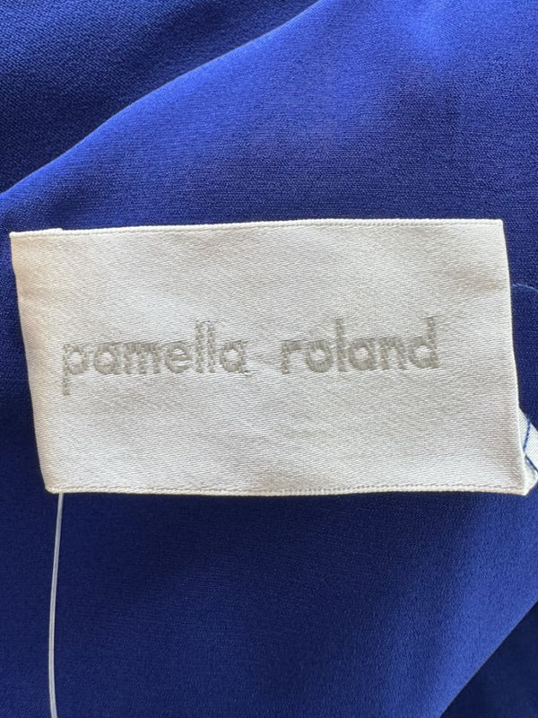 Pamella Roland Cobalt Blue Cape Sleeve Shift Dress – Large