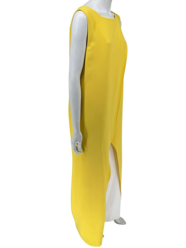 Pamella Roland Yellow Draped Overlay Jumpsuit – Large