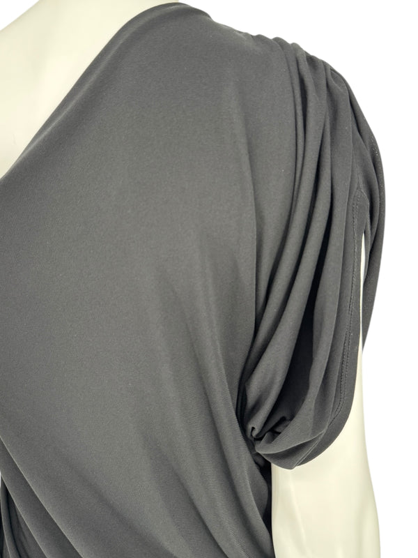 Lida Baday Black One-Shoulder Draped Top – Size XS