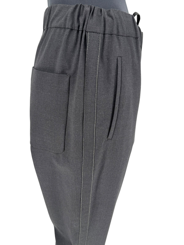 Brunello Cucinelli Charcoal Gray Wool-Blend Drawstring Pants – Size 8 (IT 44)