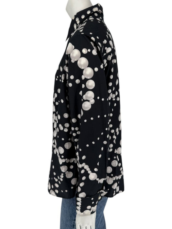 Craig Taylor Black & White Abstract Bubble-Print Long-Sleeve Shirt – Size XL