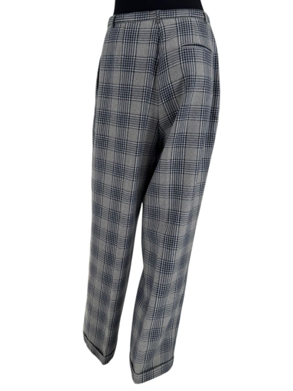 Oscar de la Renta Gray Plaid Wool Trousers – Size 14