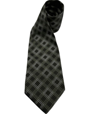 Burberry London Olive Green Geometric Plaid Silk Tie