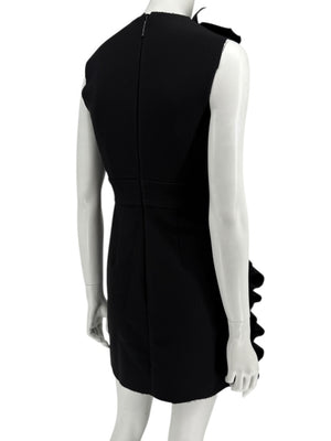 MSGM Women’s Black Sleeveless Ruffle-Trim Mini Dress – Size 38