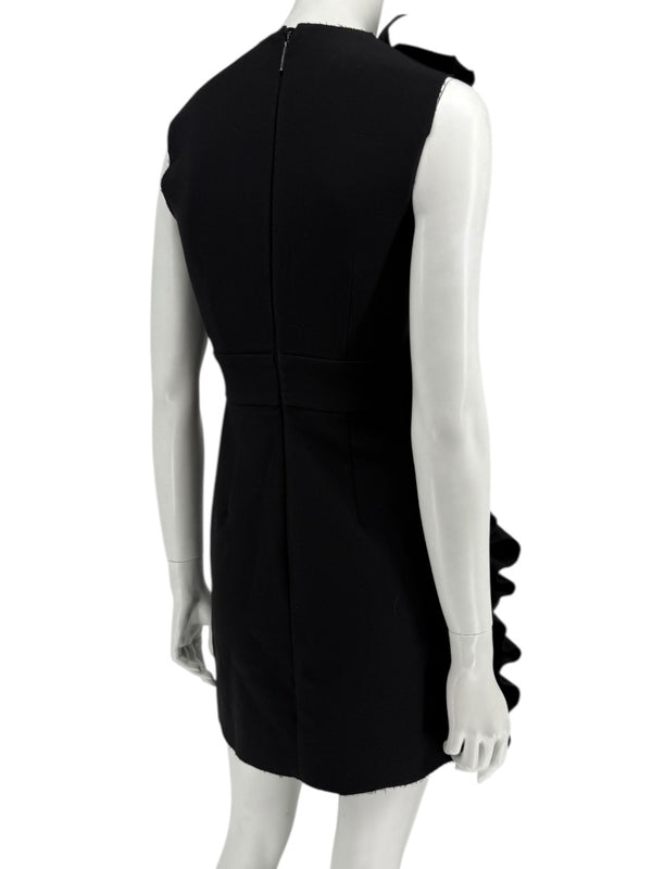 MSGM Women’s Black Sleeveless Ruffle-Trim Mini Dress – Size 38