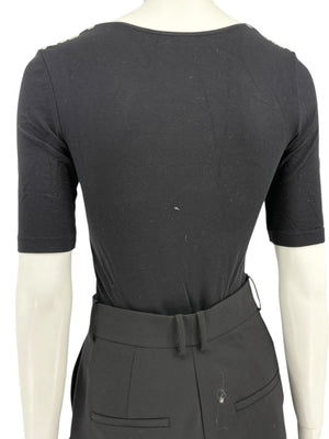 Wolford Black Embellished Shoulder "Heavy Metal" Bodysuit – Size XS