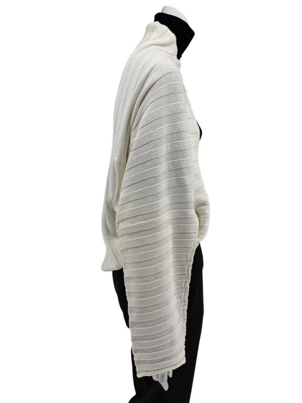 Shirin Guild Ivory Ribbed Knit Shrug