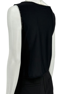Escada Black Beaded Mesh Sleeveless Top – Size L