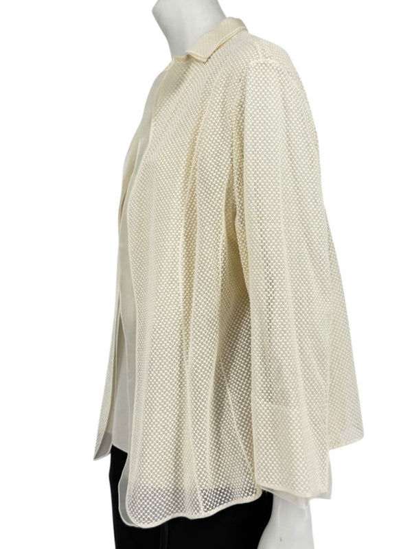 Akris Ivory Tank Camisole & Mesh Jacket Twin Set – Size US 16 (F 48 / D 46)