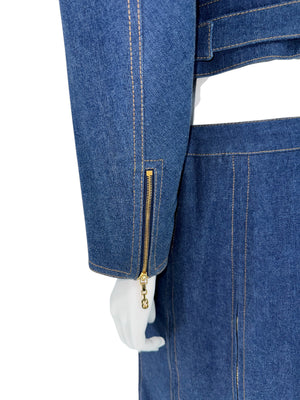 Escada Denim Two-Piece Skirt Set – Size 38 – Excellent Pre-Owned Condition