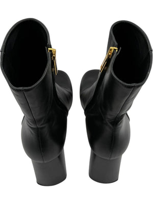 Sportmax Black Leather Square Toe Boots – Size 38.5