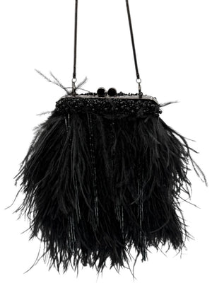 Moo Roo Feather & Beaded Evening Bag – Very Good Condition – Signed by Designer
