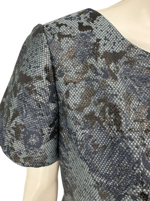 Pamella Roland Black/Blue Ombre 2 Piece Dress & Coat Set – Large