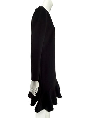 Victoria Victoria Beckham Black Flounce Hem Long Sleeve Dress – Size US 10