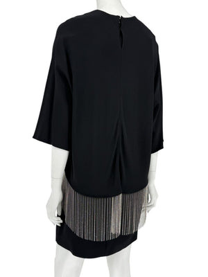 Stella McCartney Black Crystal Fringe Tunic Dress – Size IT 44
