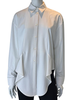 Balenciaga White Asymmetric Ruffle-Hem Shirt – Size IT 40 (US 6/8)