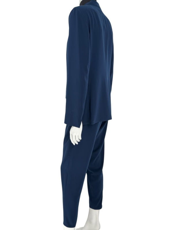 Akris Punto Navy Beaded Blazer & Pants Suit Set – Size US 10