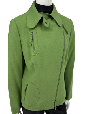 Akris Punto Green Wool-Angora Moto Jacket – Size 12
