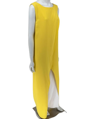 Pamella Roland Yellow Draped Overlay Jumpsuit – Large