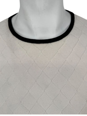 Chanel Ivory Quilted CC Logo Sweater – Size 42 (FR)