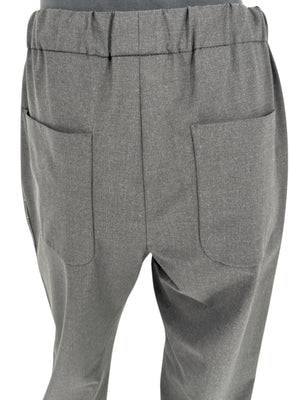Brunello Cucinelli Charcoal Gray Wool-Blend Drawstring Pants – Size 8 (IT 44)