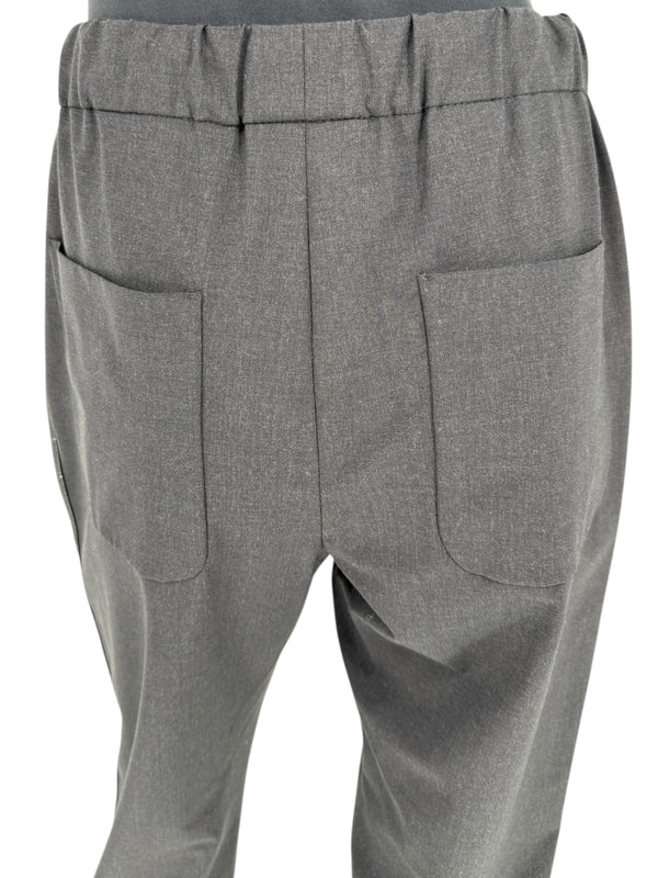 Brunello Cucinelli Charcoal Gray Wool-Blend Drawstring Pants – Size 8 (IT 44)