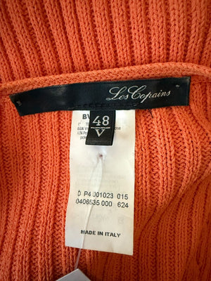 Les Copains Orange Textured Knit Short Sleeve Sweater – Size 48
