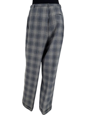 Oscar de la Renta Gray Plaid Wool Trousers – Size 14