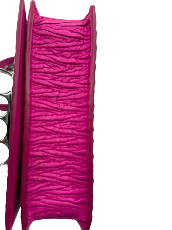 Alexander McQueen Women’s Fuchsia Pink Leather Knuckle Clutch Shoulder Bag