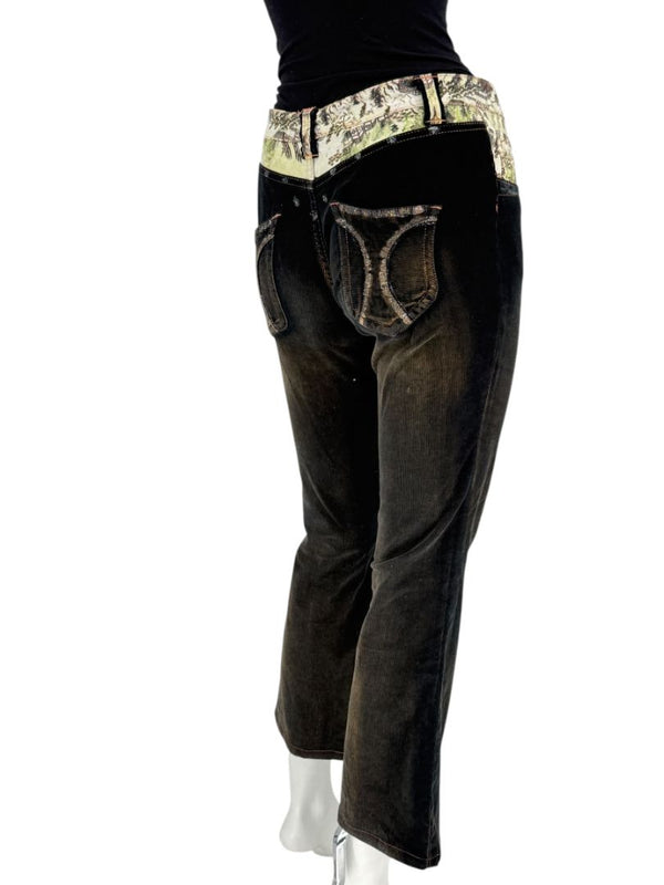 Custo Barcelona Women’s Black Corduroy Western-Inspired Denim-Style Pants – Size 4