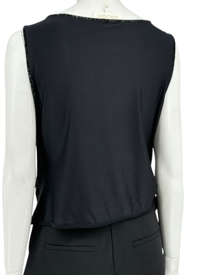 Escada Black Beaded Mesh Sleeveless Top – Size L