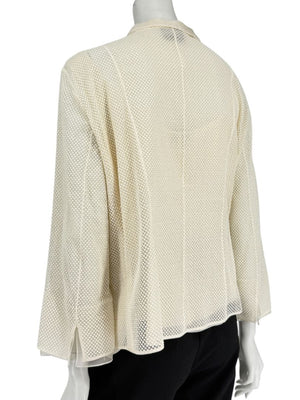 Akris Ivory Tank Camisole & Mesh Jacket Twin Set – Size US 16 (F 48 / D 46)