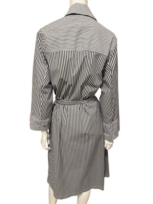 Jennifer Torosian Black & White Striped Belted Duster Jacket – Size S