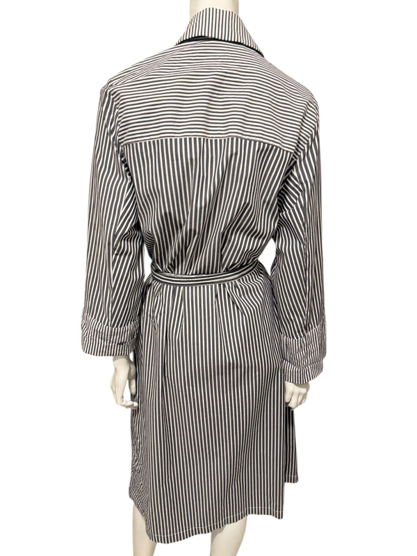 Jennifer Torosian Black & White Striped Belted Duster Jacket – Size S