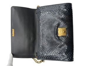 Jimmy Choo Navy Velvet & Snakeskin Chain Shoulder Bag