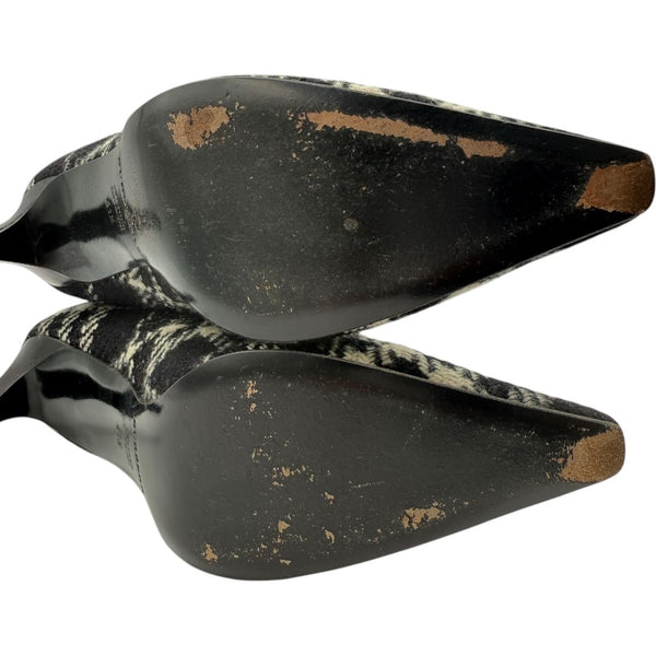 Burberry Plaid Wool Pointed Toe Knee-High Boots – Size 41.5