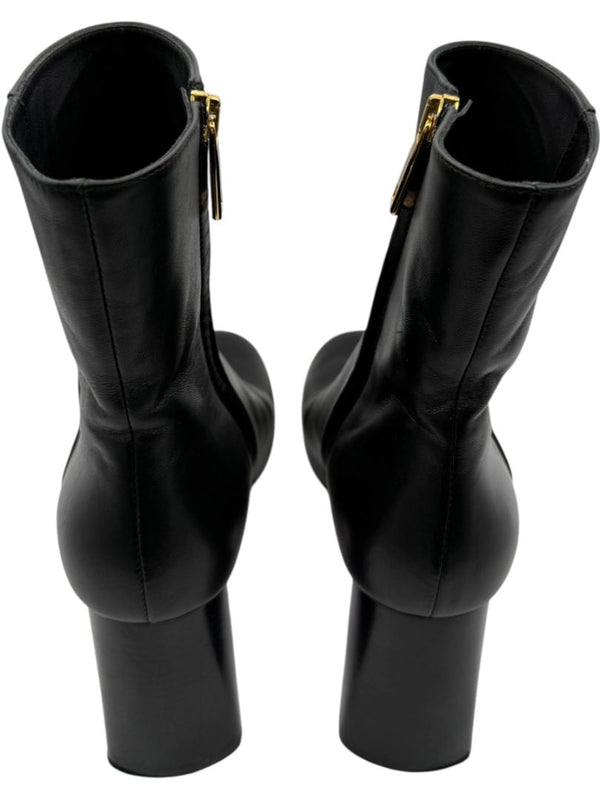 Sportmax Black Leather Square Toe Boots – Size 38.5