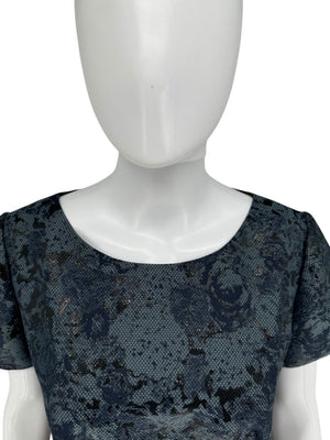 Pamella Roland Black/Blue Ombre 2 Piece Dress & Coat Set – Large