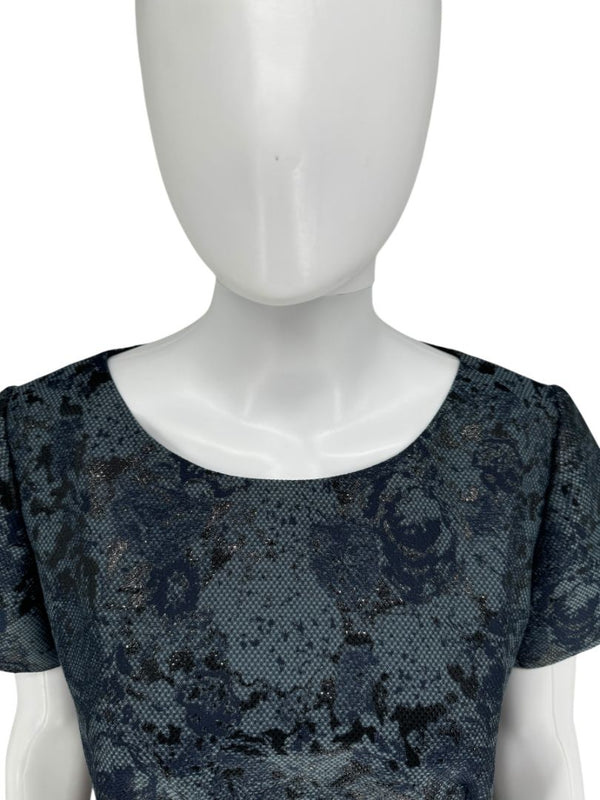 Pamella Roland Black/Blue Ombre 2 Piece Dress & Coat Set – Large